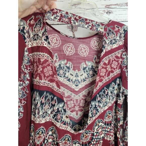 Free People Smooth Talker Red Floral Boho Chic Mini Dress Women's Size Medium - Picture 8 of 11